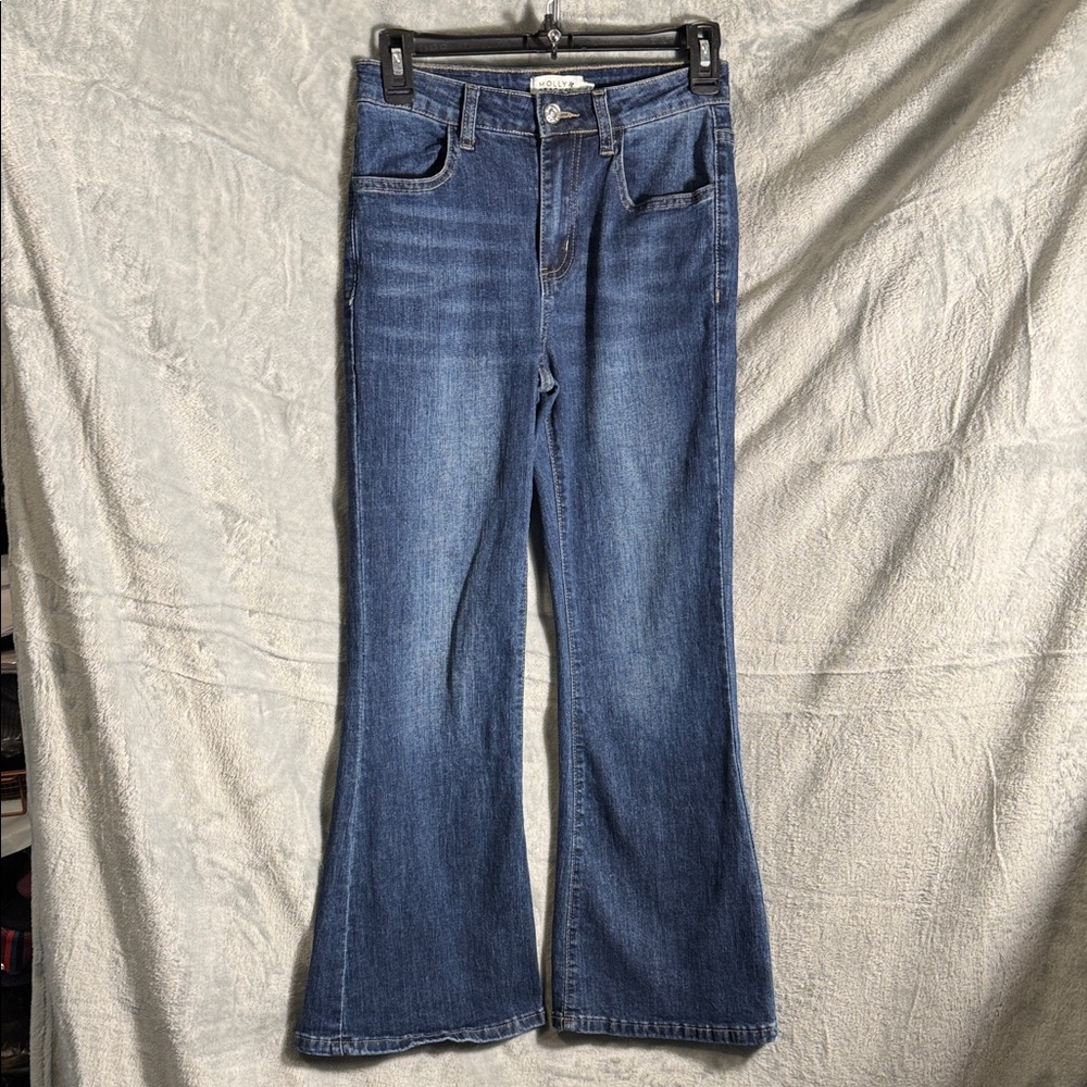 Molly‎ Bracken Blue Flare Jeans women’s size 27 flare 7/8 length medium wash